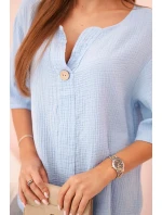 Dámská mušelínová košile s knoflíkem modrý