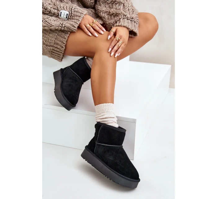 Dámské semišové zimní boty na platformě nad černé model 21670448 - Boto
