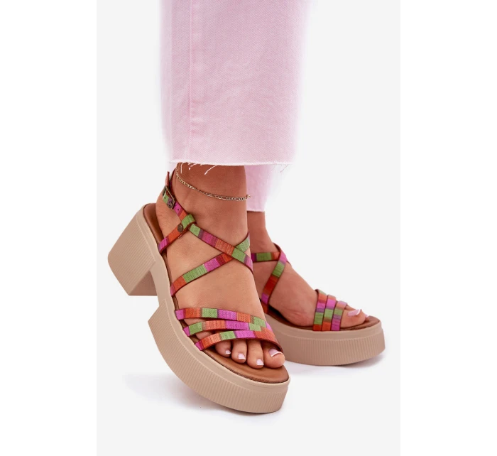 Skórzane Sandały Damskie Maciejka 06990-39 Multikolor