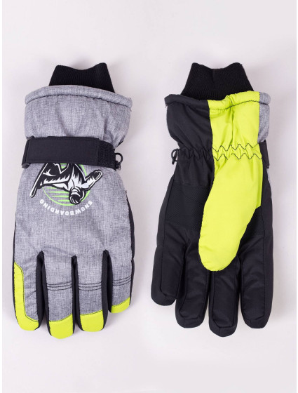 Yoclub Detské zimné lyžiarske rukavice REN-0303C-A150 Grey