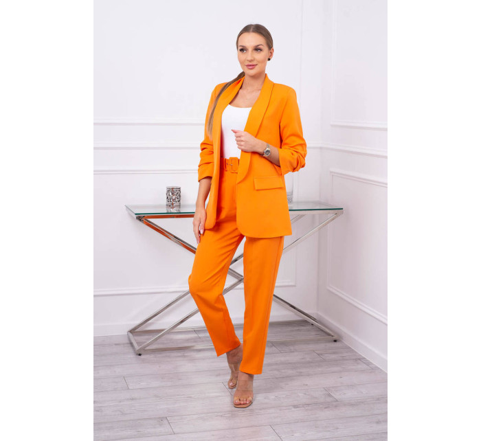 Elegantná súprava saka a nohavíc v oranžovej farbe