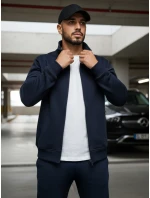Pánska mikina na zips bez kapucne tmavomodrá BX4567