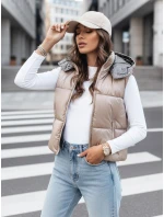 Dámska prešívaná vesta OSHE béžová FashionStreet TY3703