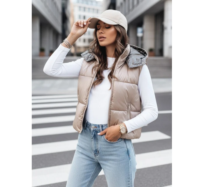 Dámska prešívaná vesta OSHE béžová FashionStreet TY3703