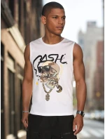 Pánske tričko bez rukávov biele FashionStreet RX5654