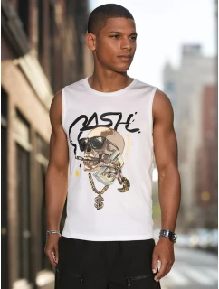 Pánske tričko bez rukávov biele FashionStreet RX5654