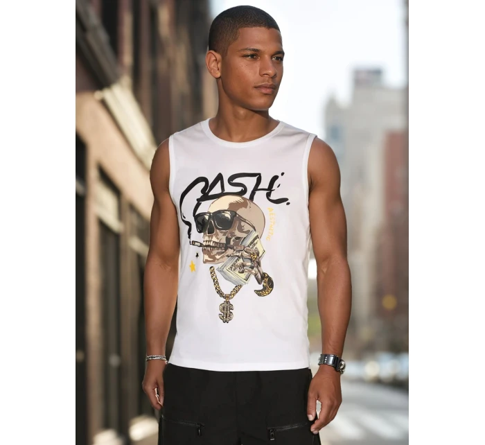 Pánske tričko bez rukávov biele FashionStreet RX5654
