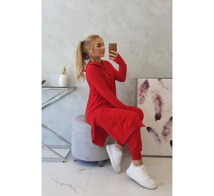 Súprava mikín s dlhšími stranami červená