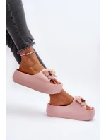 Dámské žabky s mašlí Růžové model 21652092 - Boto