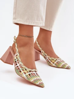 Sandály S Pletením Na Podpatku Růžové model 21699997 - Boto