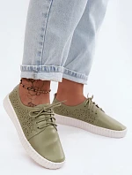 Dámske perforované pološnurované topánky Green Pearla