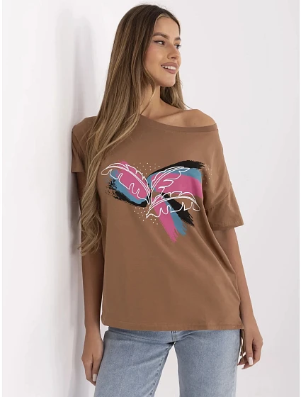 T shirt CLM TS model 21121829 jasny brązowy - FPrice T shirt CLM TS model 21121829 jasny brązowy - FPrice