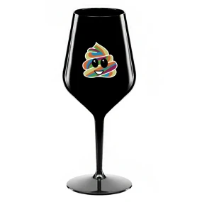 DUHOVÉ VESELÉ EE - černá nerozbitná sklenice na víno 470 ml