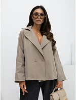 Dámský kabát model 22309478 tmavě béžový - FPrice Dámský kabát model 22309478 tmavě béžový - FPrice