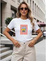 Koszulka damska bawełniana z nadrukiem biały model 22277226 - FashionStreet Koszulka damska bawełniana z nadrukiem biały model 22277226 - FashionStreet