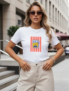 Koszulka damska bawełniana z nadrukiem biały model 22277226 - FashionStreet