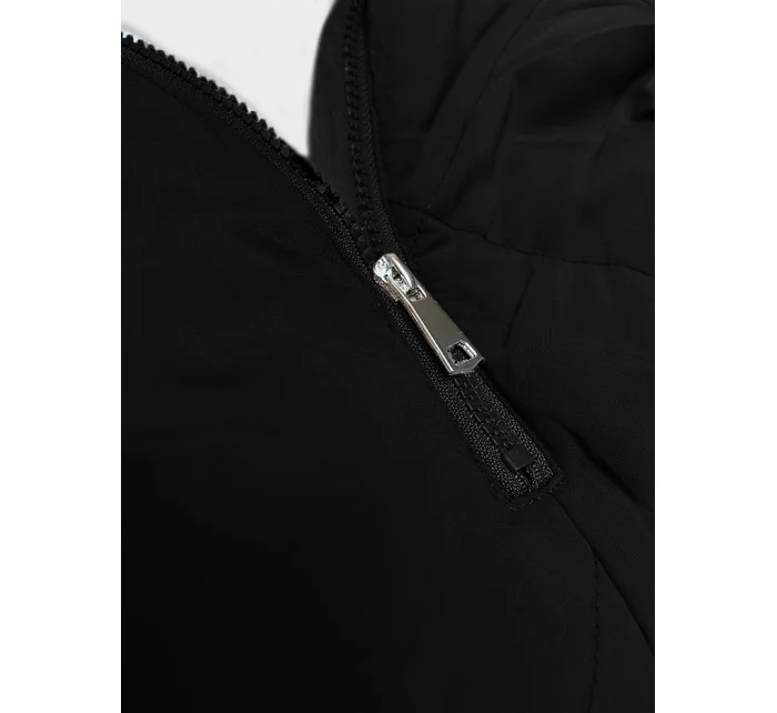 Way Mode prešívaná zimná bunda s kožušinou čierno-čierna (WD202308)