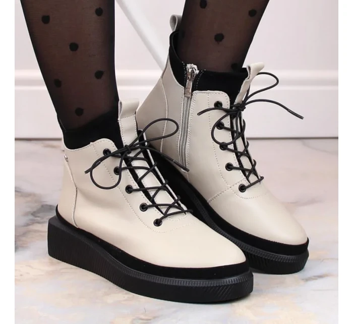 Filippo zateplené kožené topánky na platforme W PAW482 beige Filippo zateplené kožené topánky na platforme W PAW482 beige