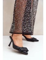 Lesklé Lodičky S Mašlí Černé model 21681046 - Boto