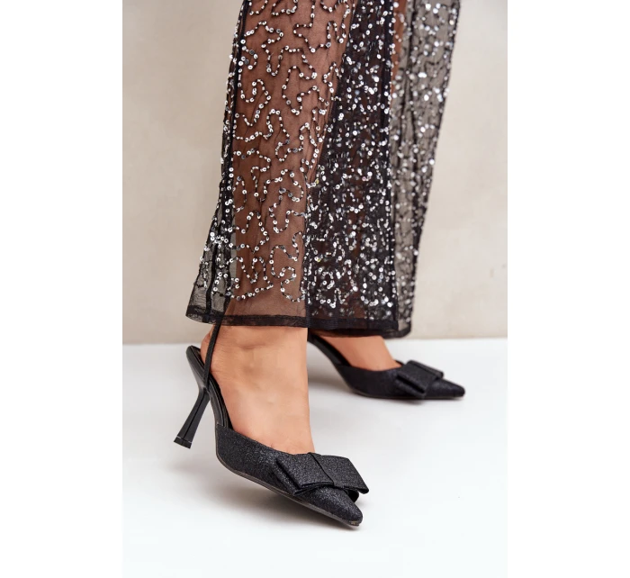 Lesklé Lodičky S Mašlí Černé model 21681046 - Boto