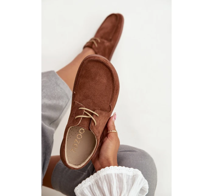 Półbuty Damskie Typu Barefoot Z Naturalnego Zamszu Zazoo 327 Brązowe