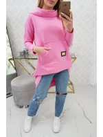 Dámska predĺžená mikina s kapucňou 9116 Pink - K-Fashion