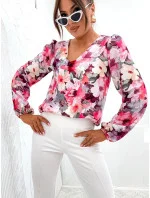 Blúzka s buffovými rukávmi fuchsiová (021)