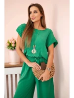 Viskózový set plisovaná blúzka + nohavice zelená Viskózový set plisovaná blúzka + nohavice zelená