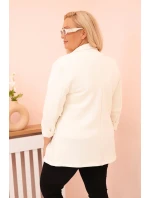 Dámská blazer z viskózy Plus Size s dlouhým rukávem a límcem ecru