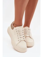 Sneakersy Damskie Na Platformie Big Star SS274246 Jasnobeżowe Sneakersy Damskie Na Platformie Big Star SS274246 Jasnobeżowe