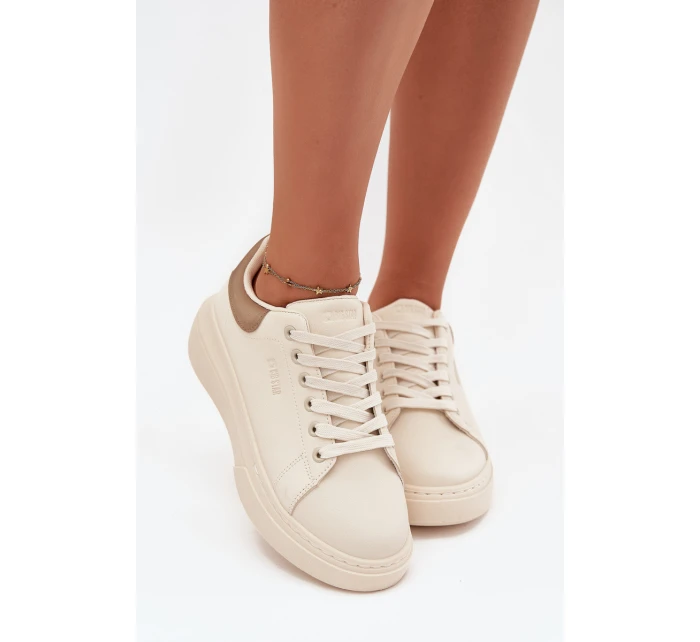 Sneakersy Damskie Na Platformie Big Star SS274246 Jasnobeżowe Sneakersy Damskie Na Platformie Big Star SS274246 Jasnobeżowe