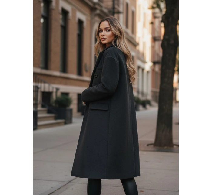 Dámský zimní kabát dlouhý oversize černý Dstreet model 21994621 - FashionStreet