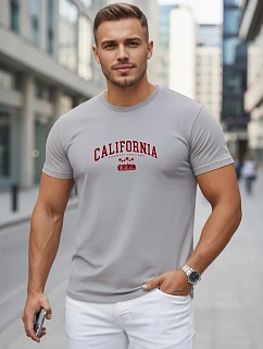 Pánské bavlněné tričko s potiskem „California“, šedé, FashionStreet NX5140R