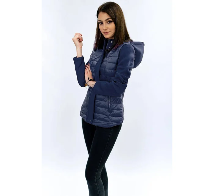 Tmavo modrá prešívaná bunda s neoprénom (B1062-30)