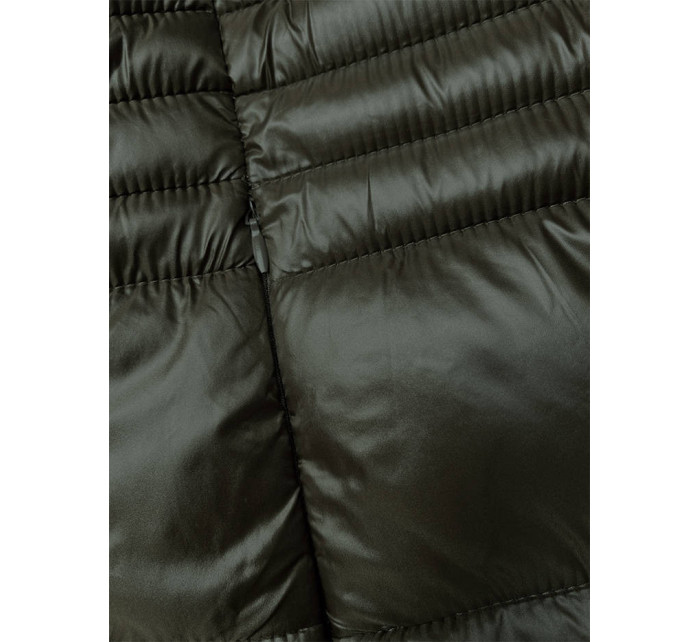 Dámská prošívaná bunda v army barvě pro přechodné období (2M-052)