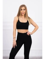 Souprava s halenkou s žebrováním černá