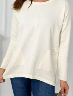 Svetr s předními kapsami ecru