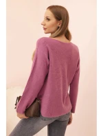 Dámsky viskózový sveter s výstrihom do V tmavoružový Dámsky viskózový sveter s výstrihom do V tmavoružový