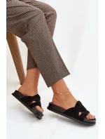 Dámské pantofle Eko semiš s pásky Černé Marivessa