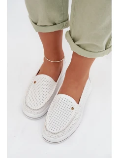 Dámské polobotky z přírodní kůže model 22027808 Bílé - S.Barski