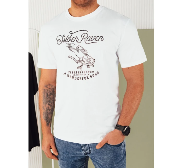 Pánské bílé tričko s potiskem Dstreet model 21973558 - FashionStreet