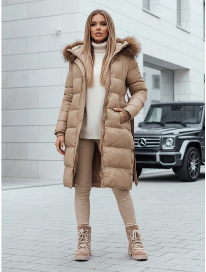 Dámská prošívaná zimní bunda s kožešinou STYLEBELLA béžová FashionStreet TY4609 Dámská prošívaná zimní bunda s kožešinou STYLEBELLA béžová FashionStreet TY4609