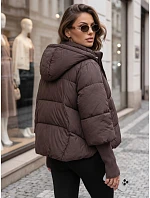 Dámska zimná prešívaná bunda s kapucňou, hnedá, FashionStreet TY5896 Dámska zimná prešívaná bunda s kapucňou, hnedá, FashionStreet TY5896