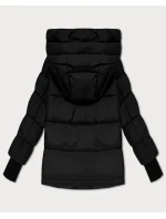 Čierna prešívaná dámska bunda s kapucňou Libland (LD-7747)