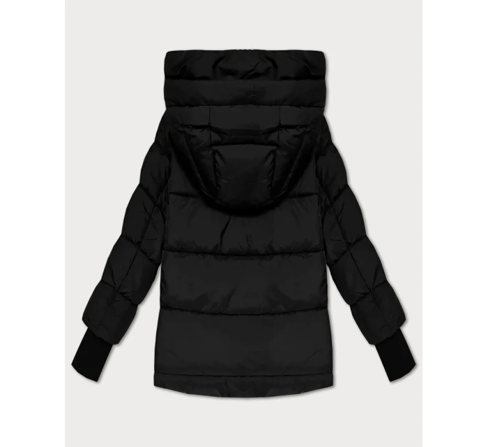 Čierna prešívaná dámska bunda s kapucňou Libland (LD-7747)