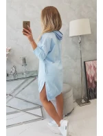 Šaty s kapucňou a dlhším chrbtom modré Šaty s kapucňou a dlhším chrbtom modré