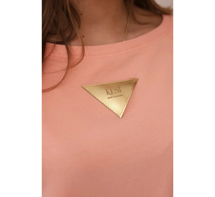 Bavlnená blúzka s volánikmi na ramenách marhuľová