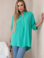 Blúzka s predĺženým zadným dielom tmavá mentolová