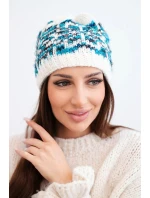 Dámská zimní vlněná čepice s ozdobnými krystalky K399 černá