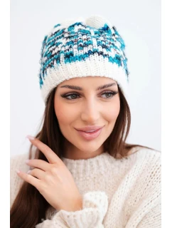 Dámská zimní vlněná čepice s ozdobnými krystalky K399 černá